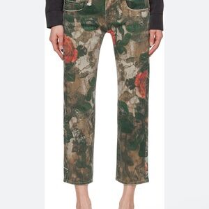 R 13 Green and Brown Floral Skinny Jeans. Khaki boy straight jeans